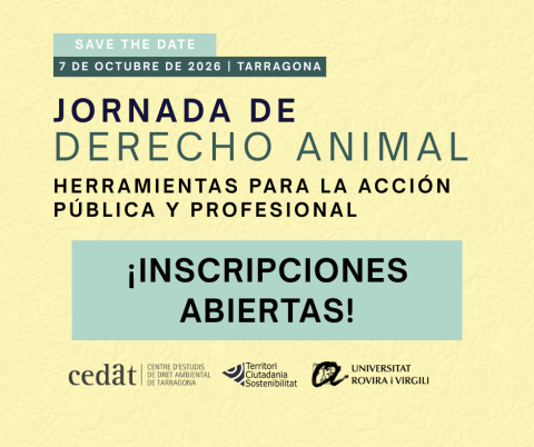 Abierta la inscripción para la Jornada «Derecho Animal: Herramientas para la acción pública y profesional»