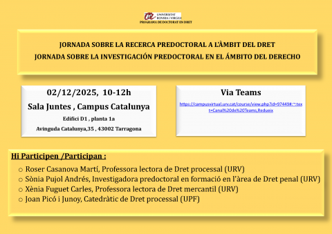 Jornada sobre la recerca predoctoral a l'àmbit del Dret