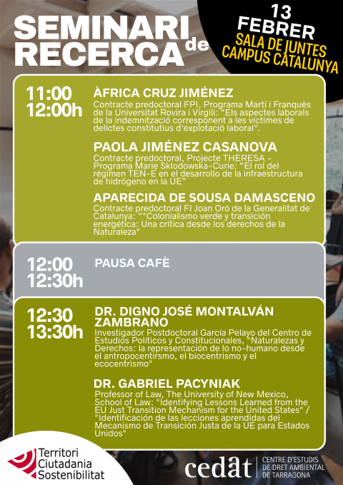 Seminari de recerca sobre dret, transició energètica i drets de la natura